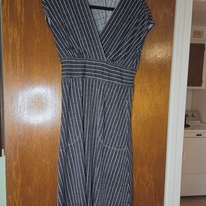 Elegant Black and White Striped Dress